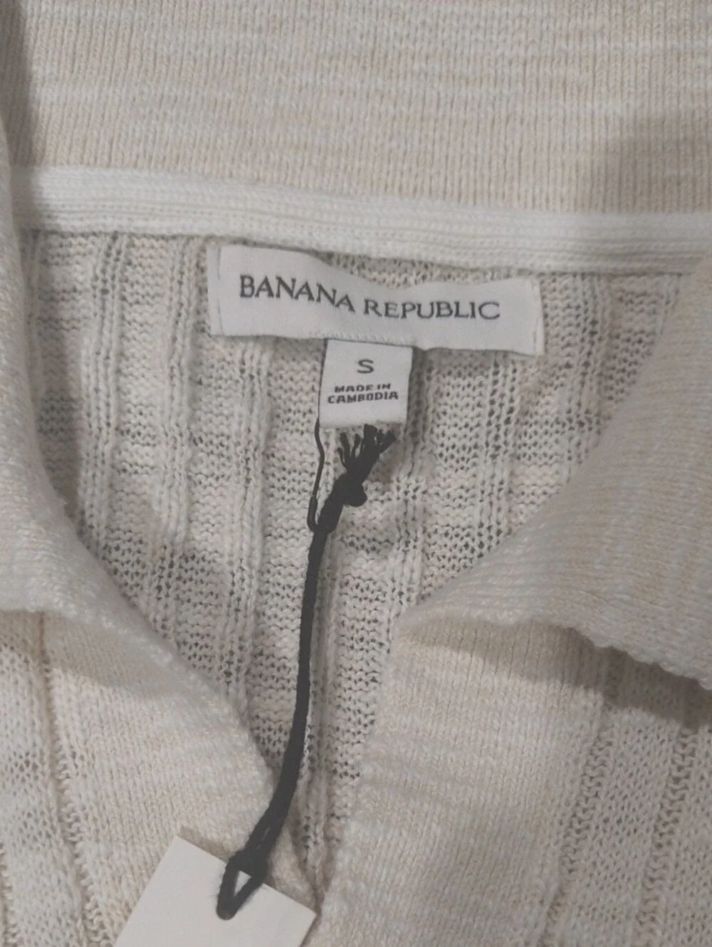 Banana Republic Linen-Cotton Slub Johnny Collar Sweater Polo